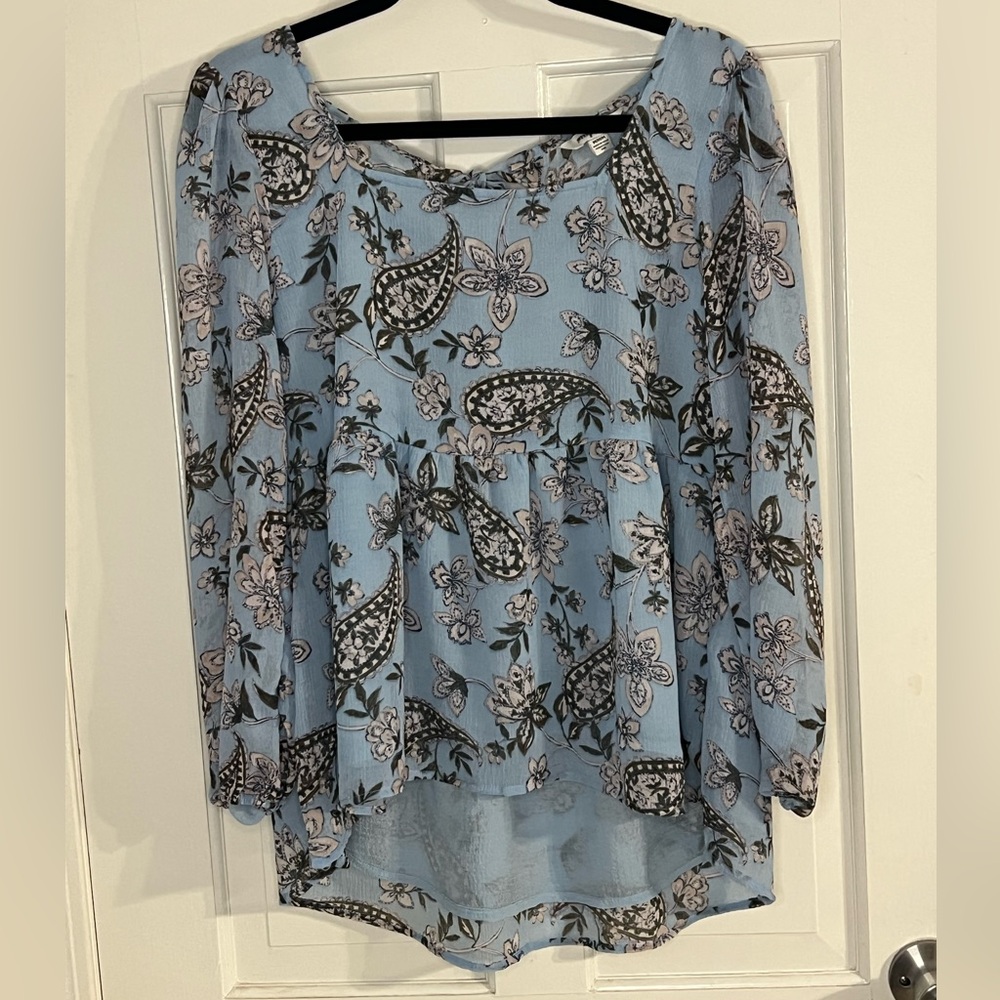 American Eagle Outfitters Blue Floral Paisley Blouse